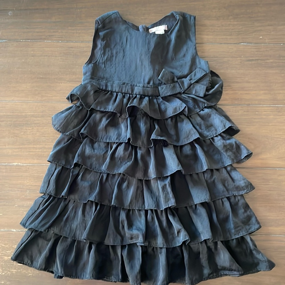 Girls black ruffled dress